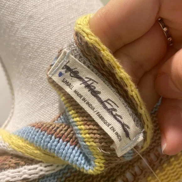 New Free People Lake Tahoe Crochet Sleeve Pullover size S - Picture 8 of 9